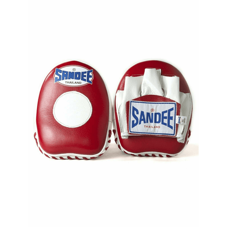 Sandee Muay Thai Boxing Mini Focus Mitts Leather Red & White  Fight Co