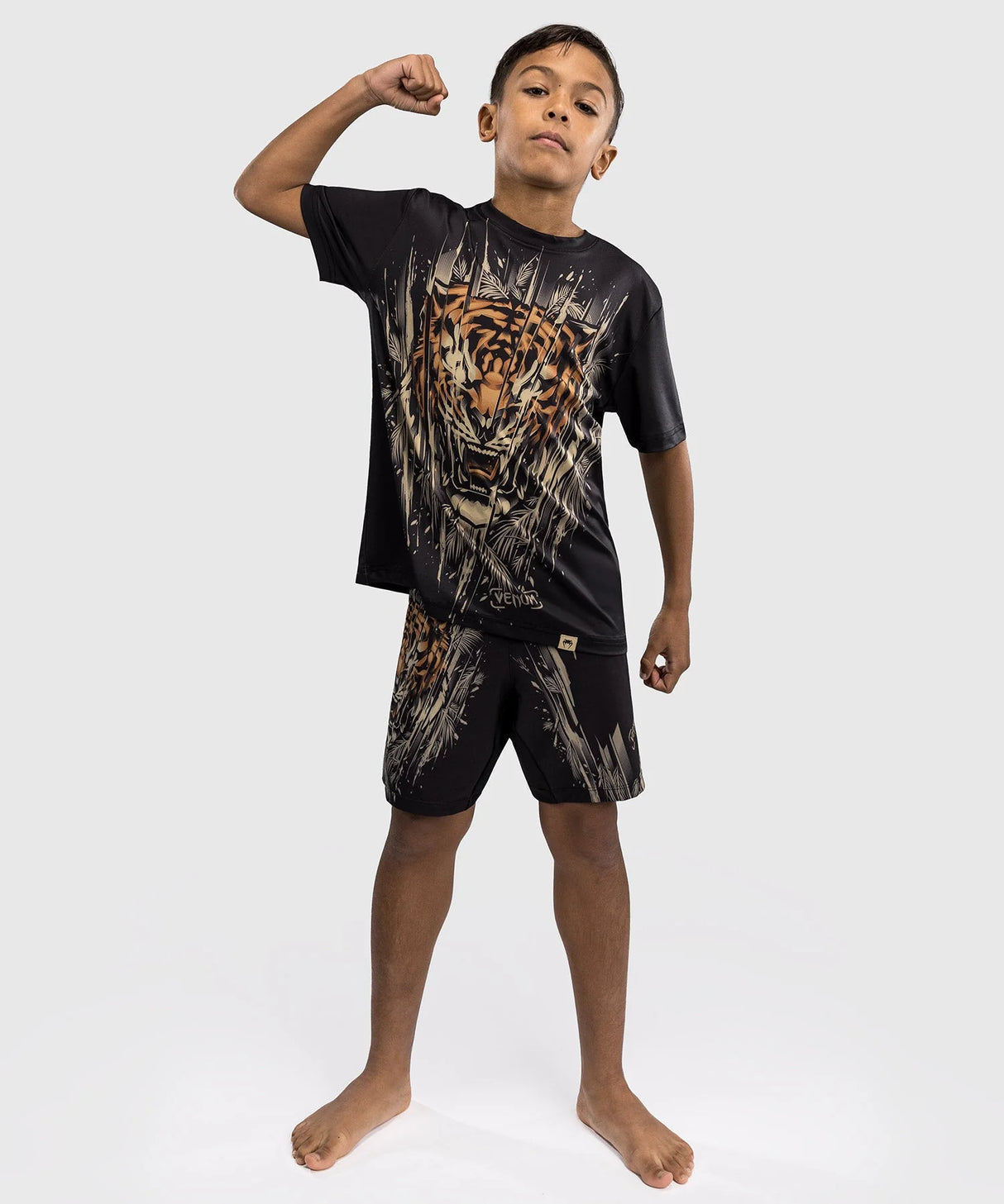 Venum Tiger Kids Dry Tech T-Shirt - Black/Neon Orange