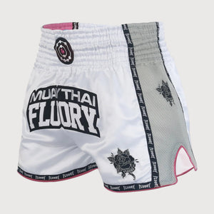 Fluory Rose Muay Thai Shorts White-Pink-XXL Fight Co