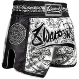 8 WEAPONS Carbon Sak Yant Tigers Muay Thai Shorts 8 WEAPONS