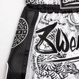 8 WEAPONS Carbon Sak Yant Tigers Muay Thai Shorts 8 WEAPONS