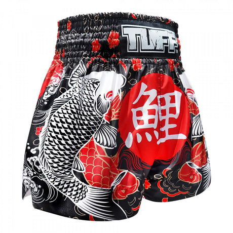 TUFF Muay Thai Shorts - Black Japanese Koi Fish