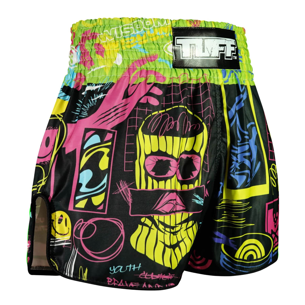 TUFF High Cut Retro Style Shorts - Neon Graffiti