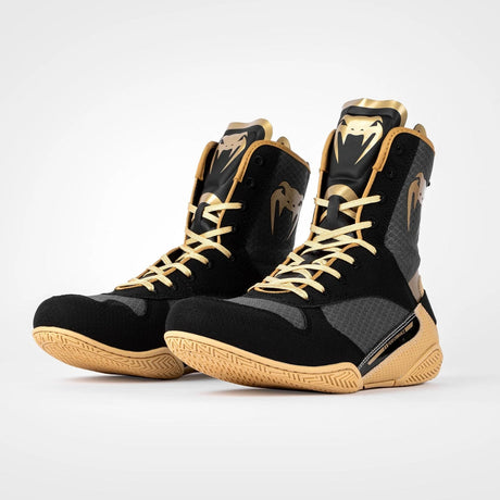 Black/Beige Venum Elite Boxing Shoes - Fight Co