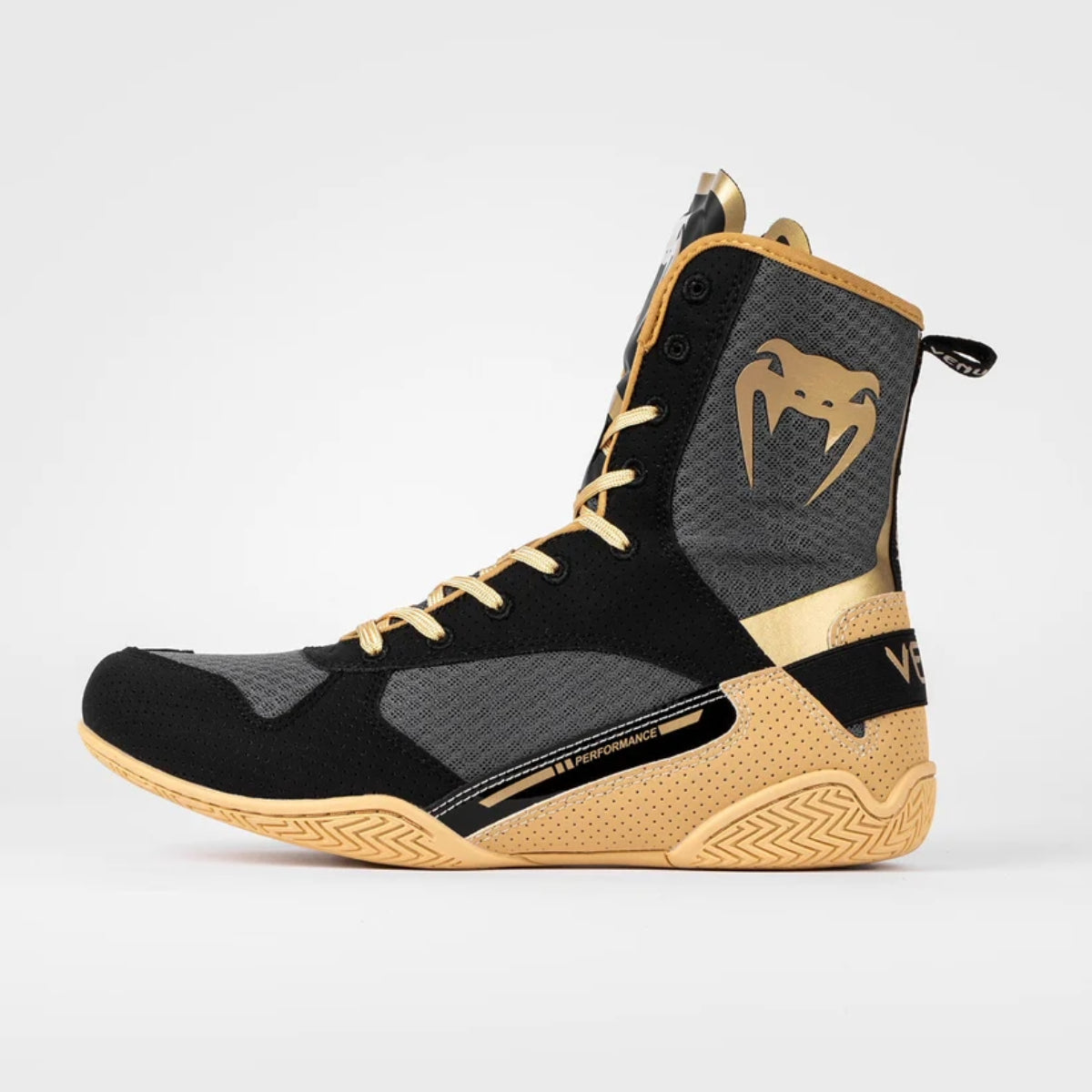 Black/Beige Venum Elite Boxing Shoes - Fight Co