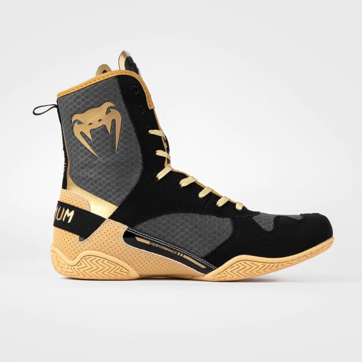 Black/Beige Venum Elite Boxing Shoes - Fight Co