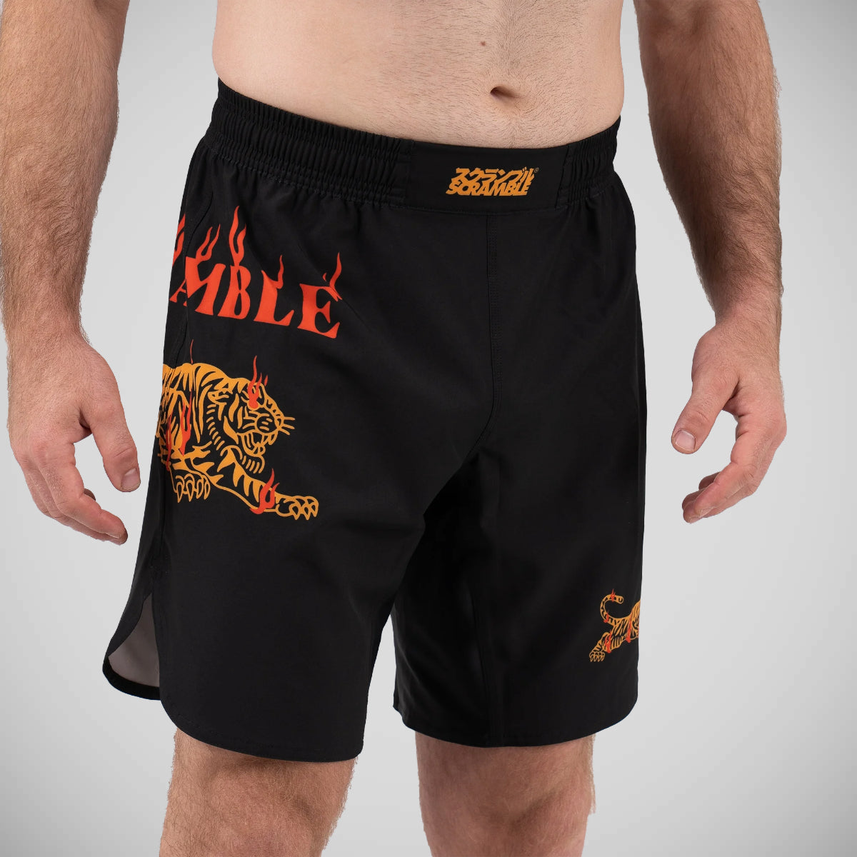 Black/Orange Scramble Burning Tiger Grappling Shorts  Fight Co