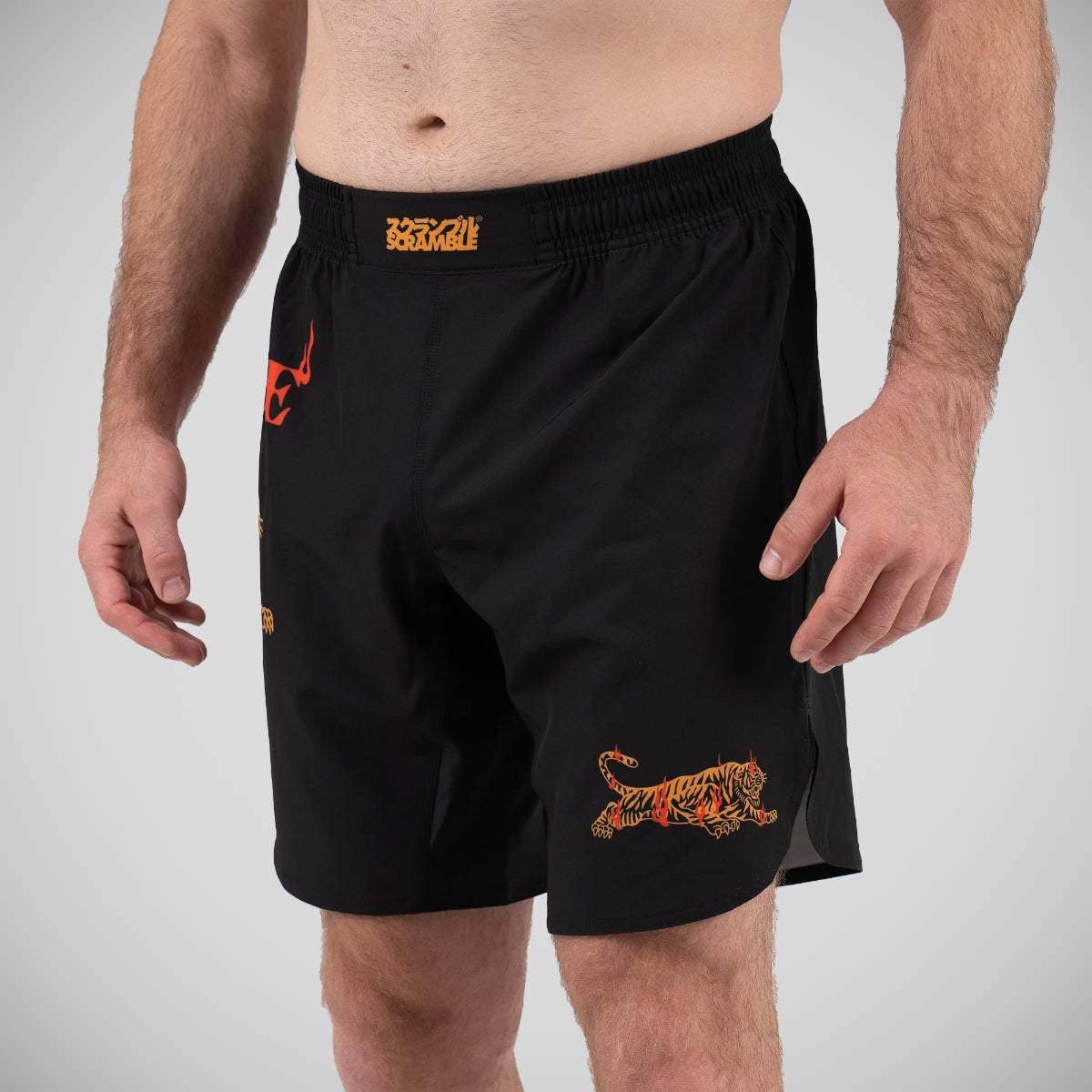 Black/Orange Scramble Burning Tiger Grappling Shorts  Fight Co