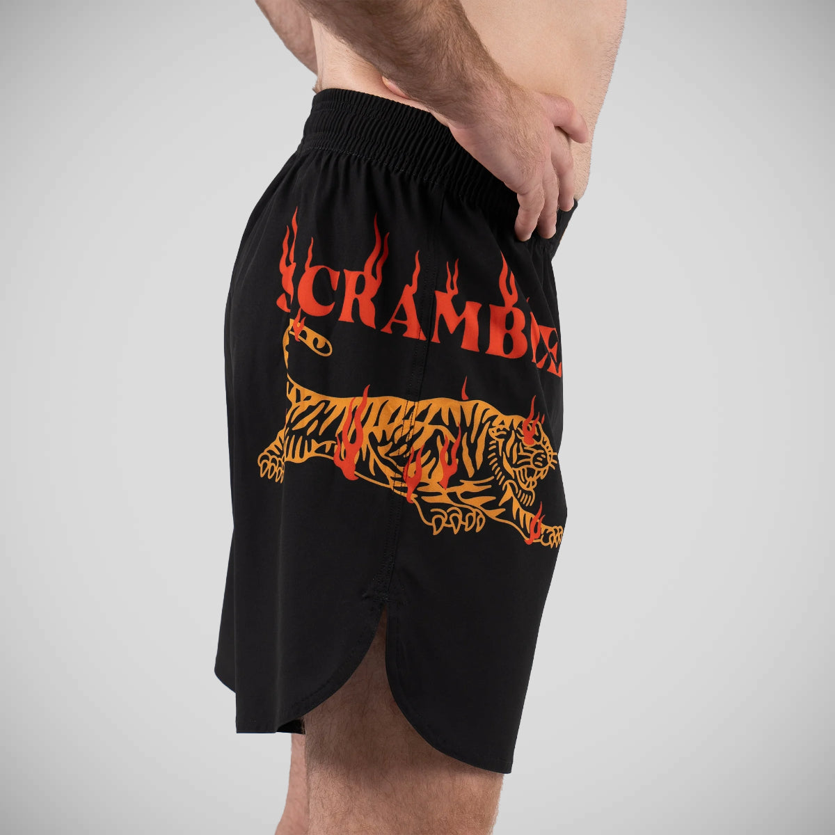 Black/Orange Scramble Burning Tiger Grappling Shorts  Fight Co