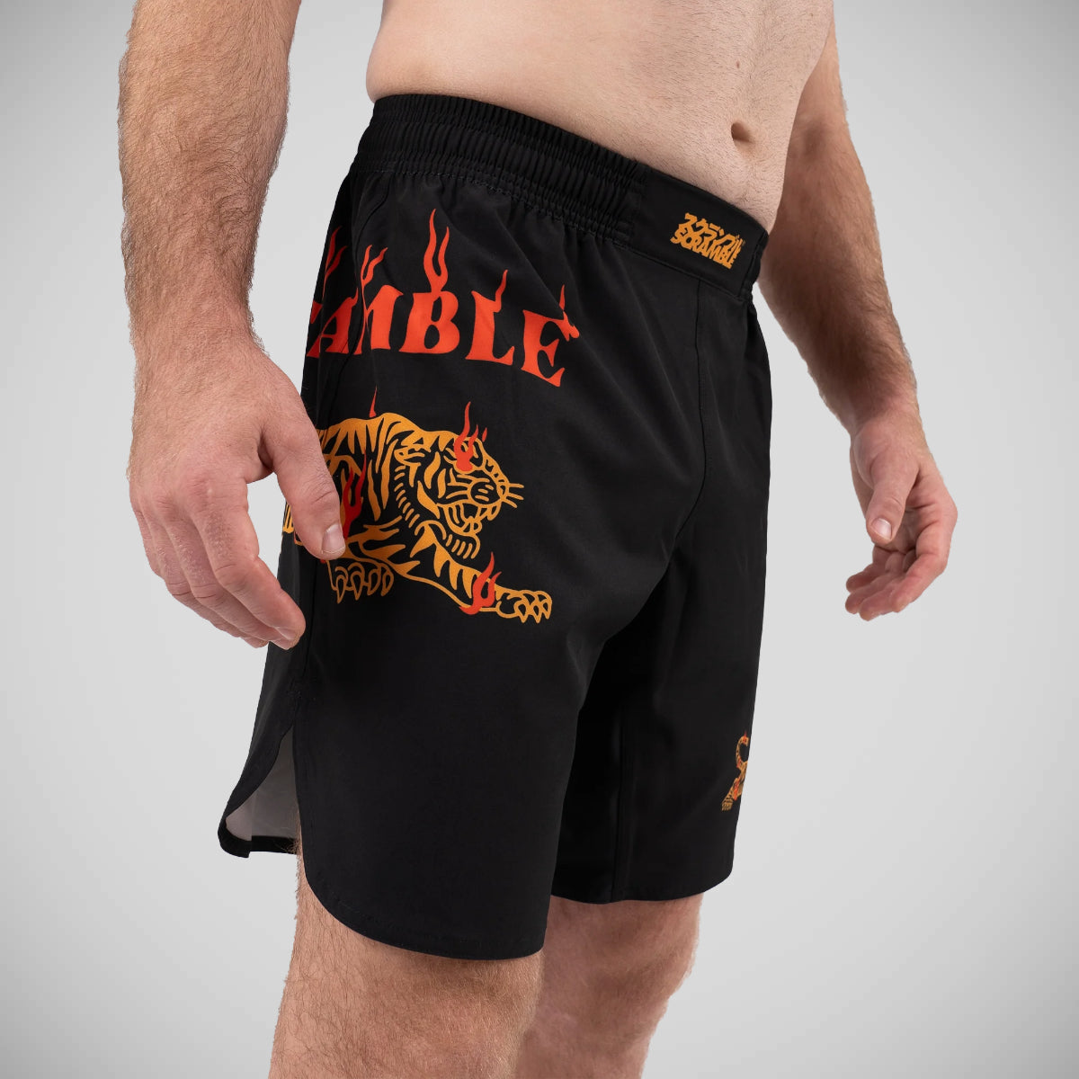 Black/Orange Scramble Burning Tiger Grappling Shorts  Fight Co