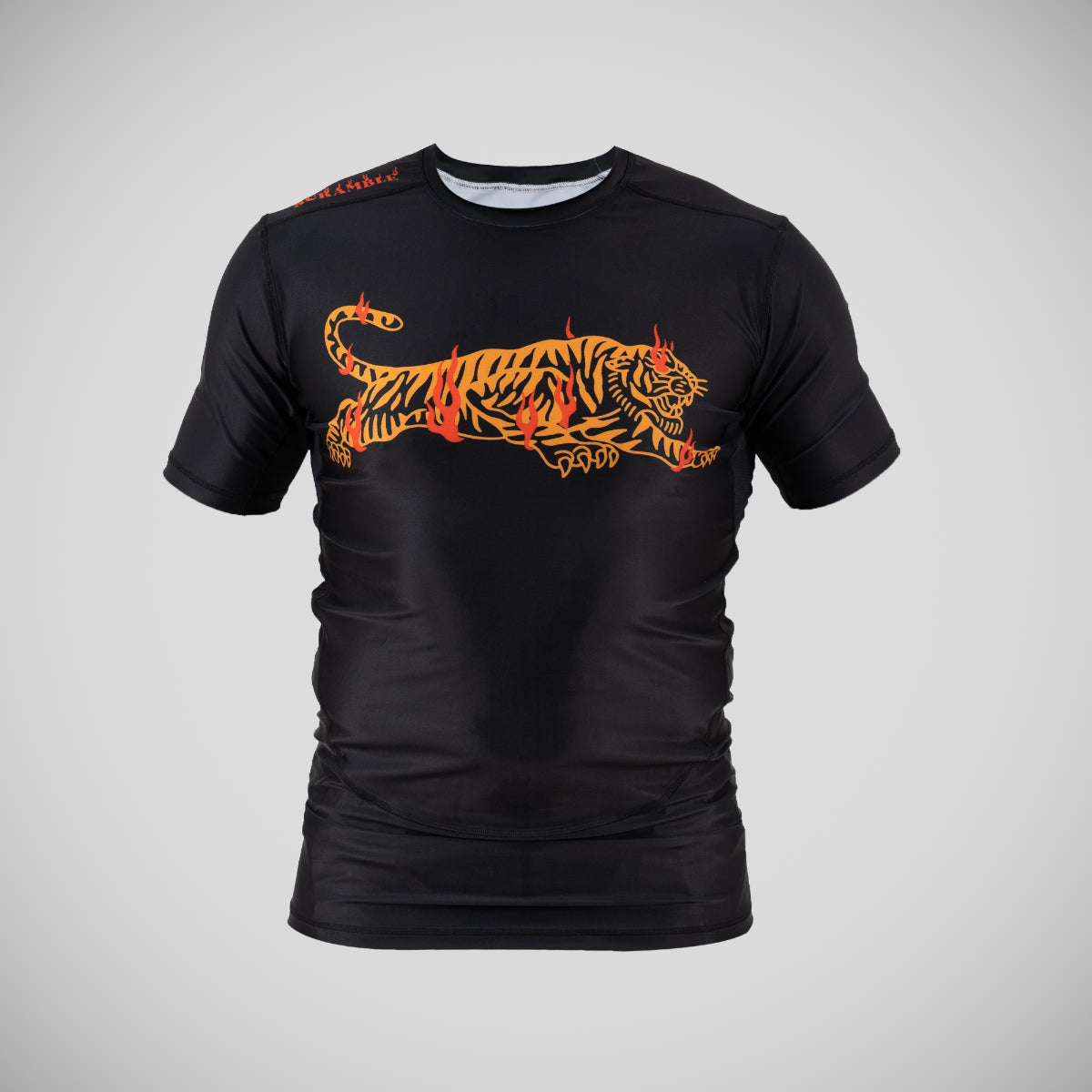 Black/Orange Scramble Burning Tiger Rash Guard  Fight Co