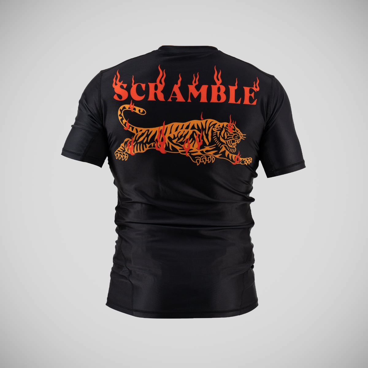 Black/Orange Scramble Burning Tiger Rash Guard  Fight Co