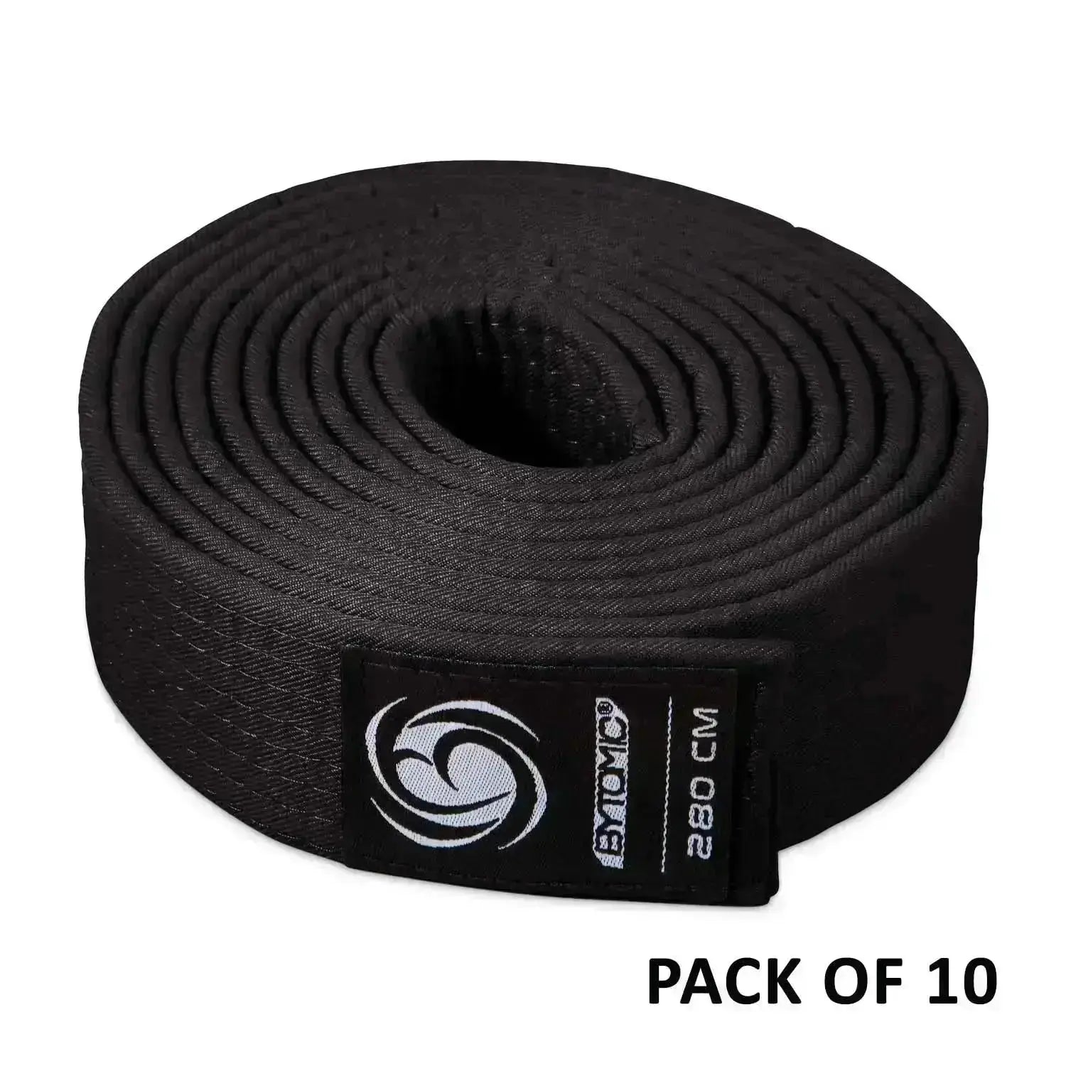 Bytomic Plain Polycotton Martial Arts Belt Pack of 10 Black-280cm Fight Co