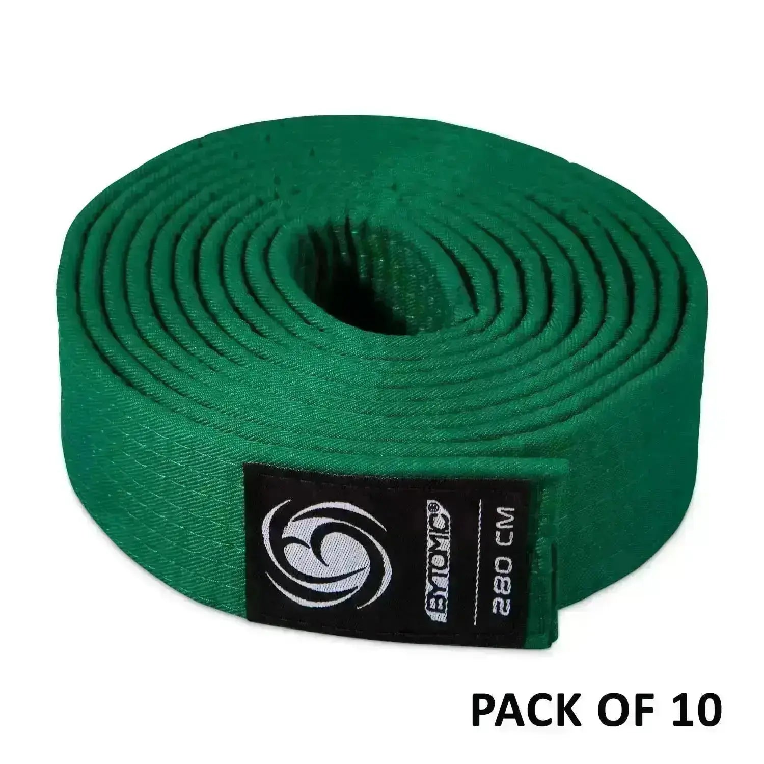 Bytomic Plain Polycotton Martial Arts Belt Pack of 10 Green-280cm Fight Co
