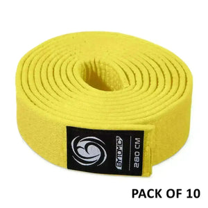 Bytomic Plain Polycotton Martial Arts Belt Pack of 10 Yellow-280cm Fight Co