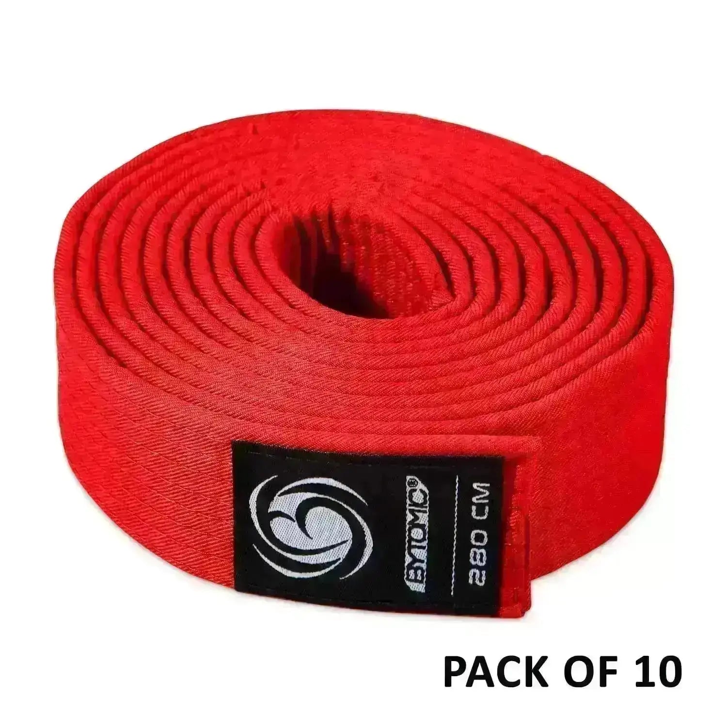 Bytomic Plain Polycotton Martial Arts Belt Pack of 10 Red-280cm Fight Co