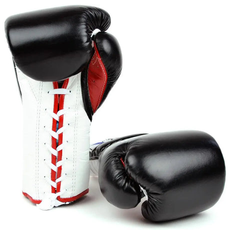 Fairtex 12oz Mexican Lace-Up Boxing Gloves - Black Fairtex