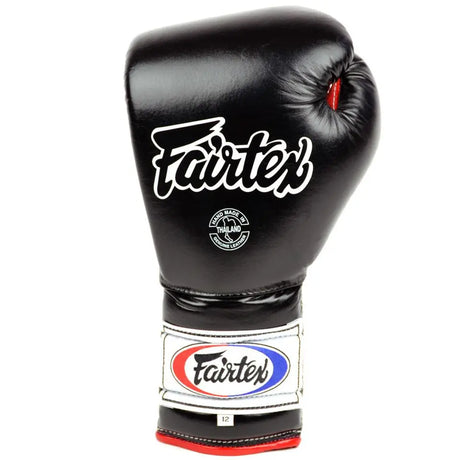 Fairtex 12oz Mexican Lace-Up Boxing Gloves - Black Fairtex