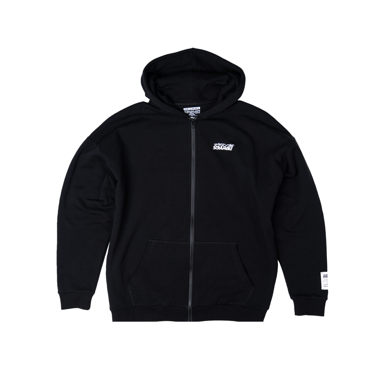 Scramble Puff Print Zip-Up Hoody - Black