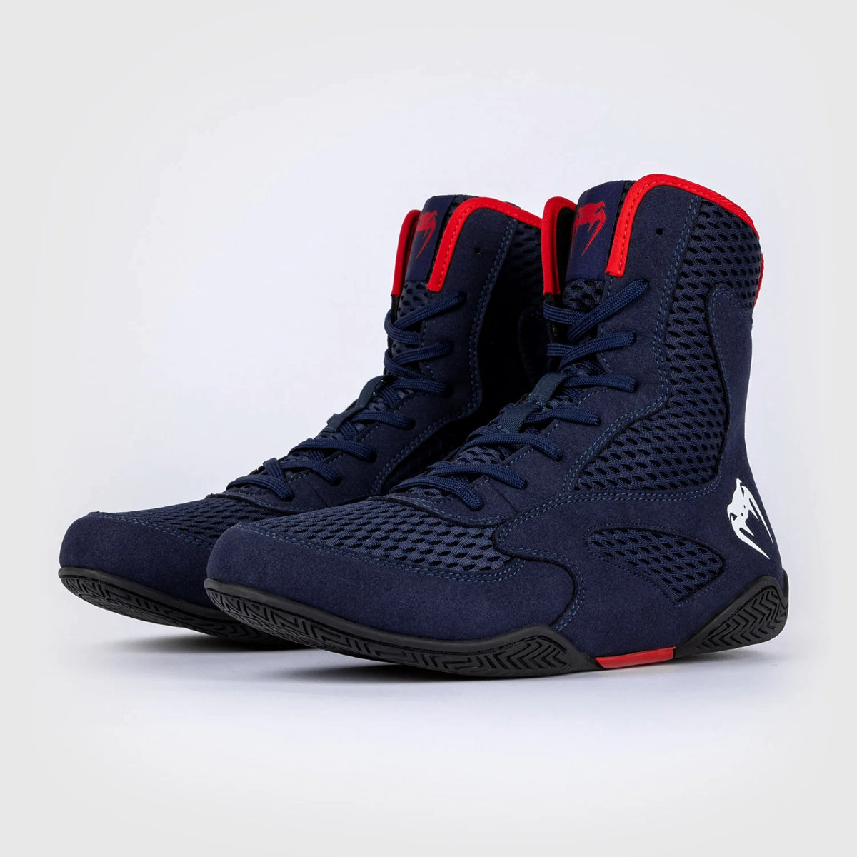 Navy Blue/Red Venum Contender Boxing Shoes - Fight Co