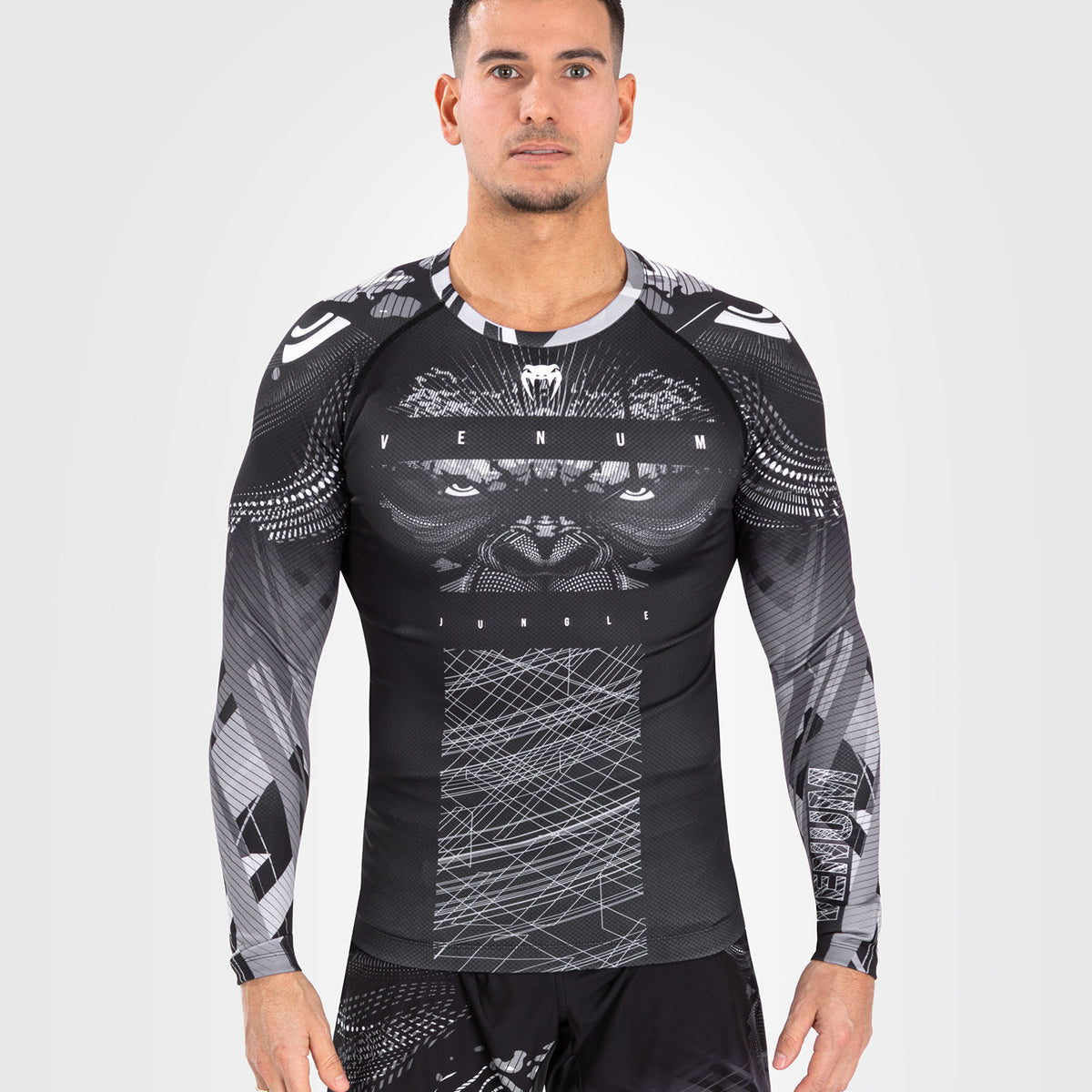 Venum Gorilla Jungle Long Sleeve Rash Guard - Black/White