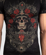 Venum Santa Muerte 5.0 Men’s Short Sleeve Rash Guard - Deep Black/Gold