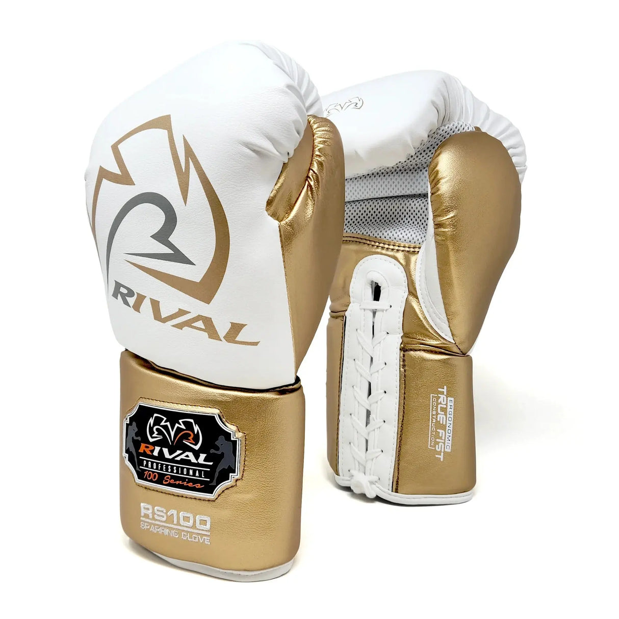 Rival RS100 Professional Sparring Gloves - White Gold Rival