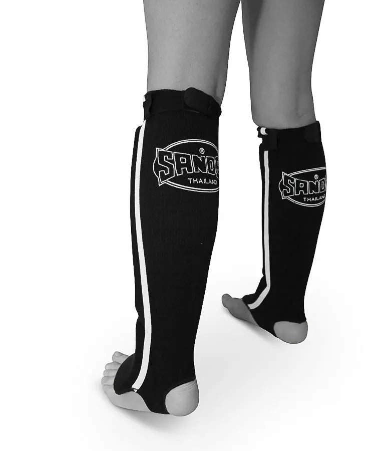 Sandee Cotton Lightweight Shin Guards - Black Sandee