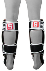 Sandee Sport Slim PU Shin Guards - Black White Sandee