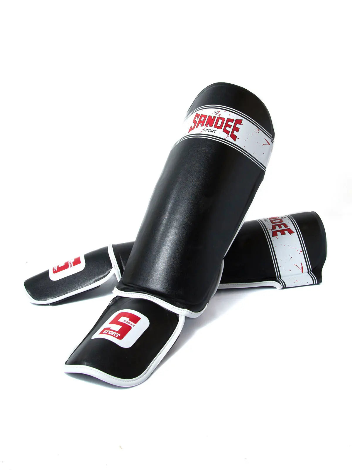 Sandee Sport Slim PU Shin Guards - Black White Sandee