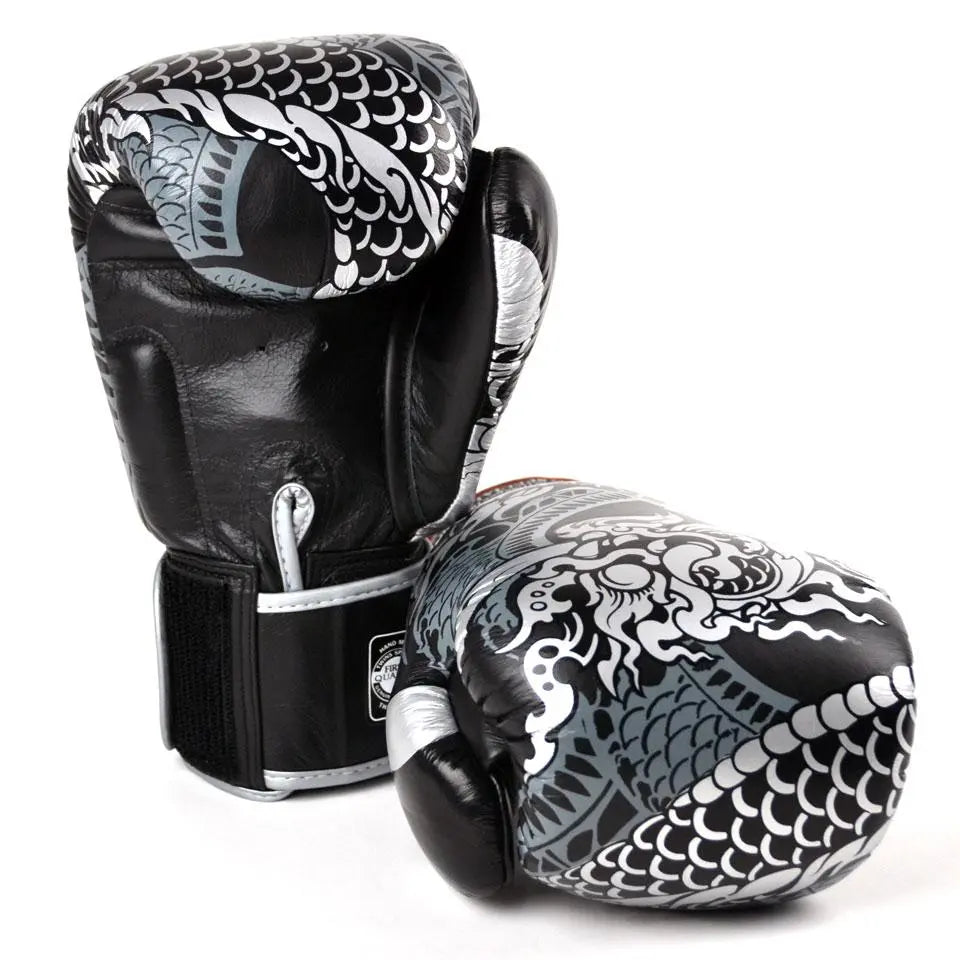 Twins Black-Silver Nagas Boxing Gloves Twins Special