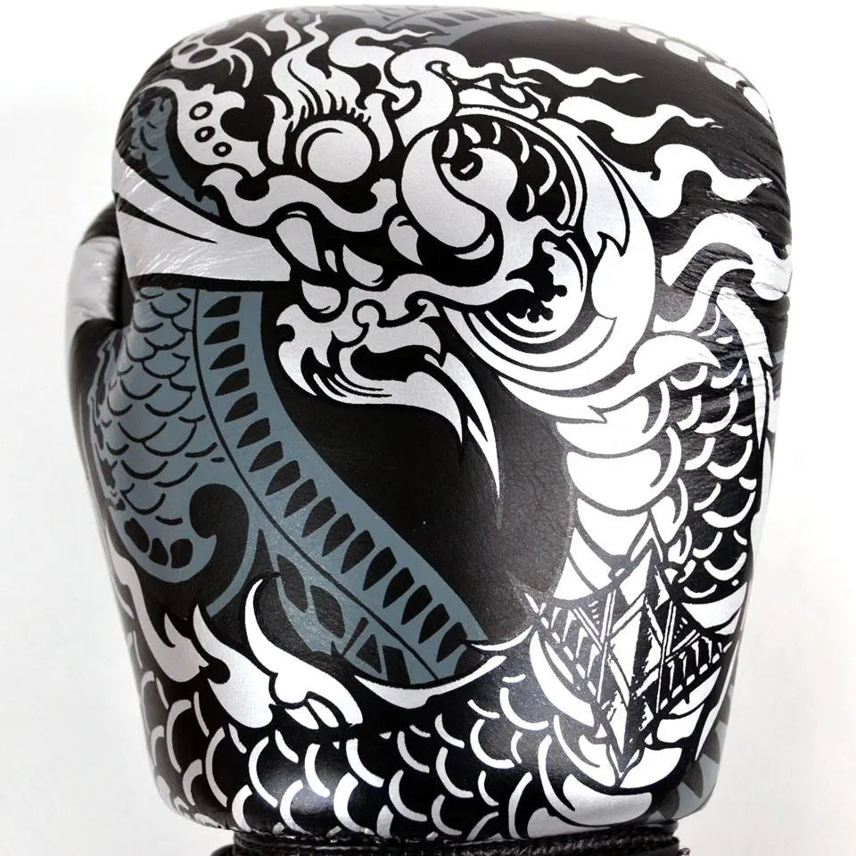 Twins Black-Silver Nagas Boxing Gloves Twins Special