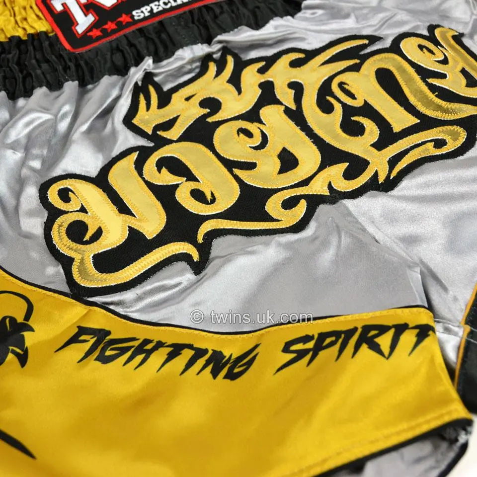 Twins Special Dragon Muay Thai Shorts - Silver & Gold Twins Special