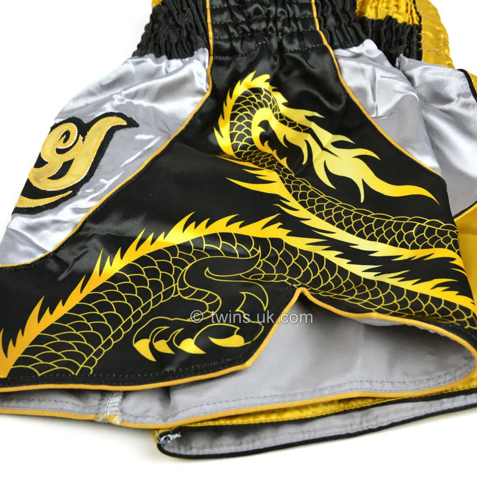 Twins Special Dragon Muay Thai Shorts - Silver & Gold Twins Special