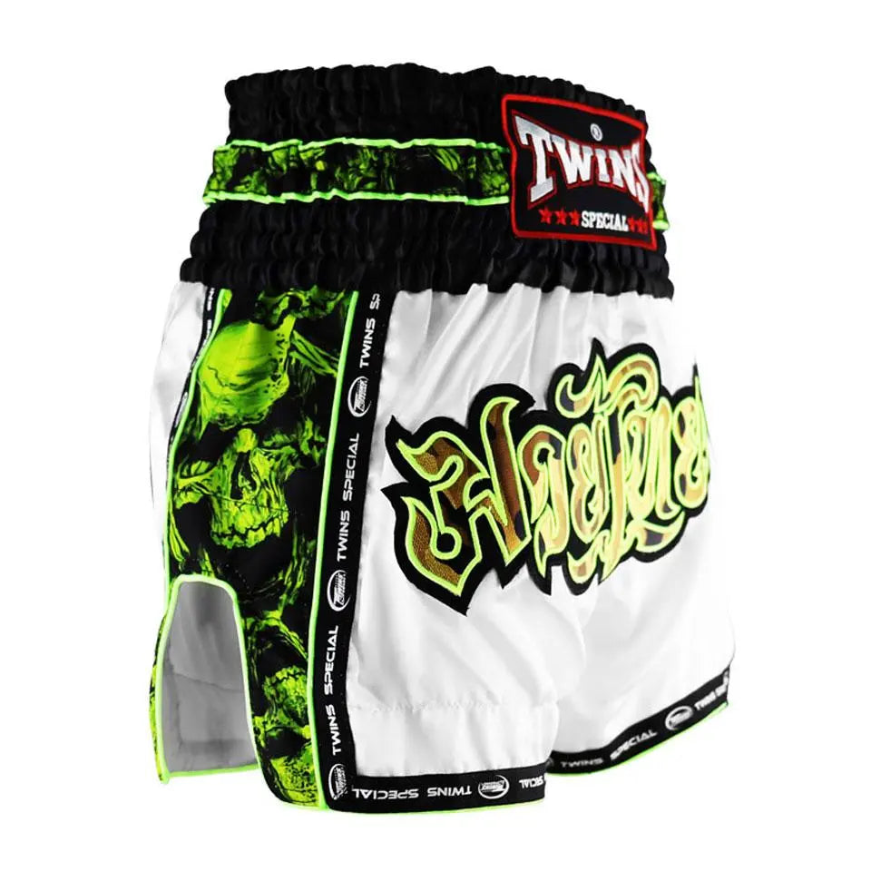 Twins White Skull Muaythai Shorts Twins Special