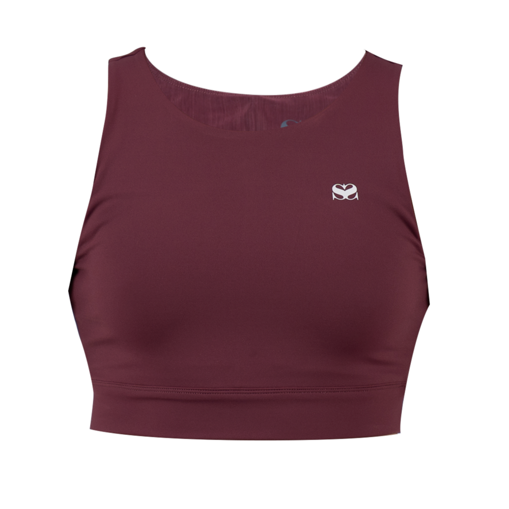 Scramble Hearts Cropped Tank Top - Burgundy