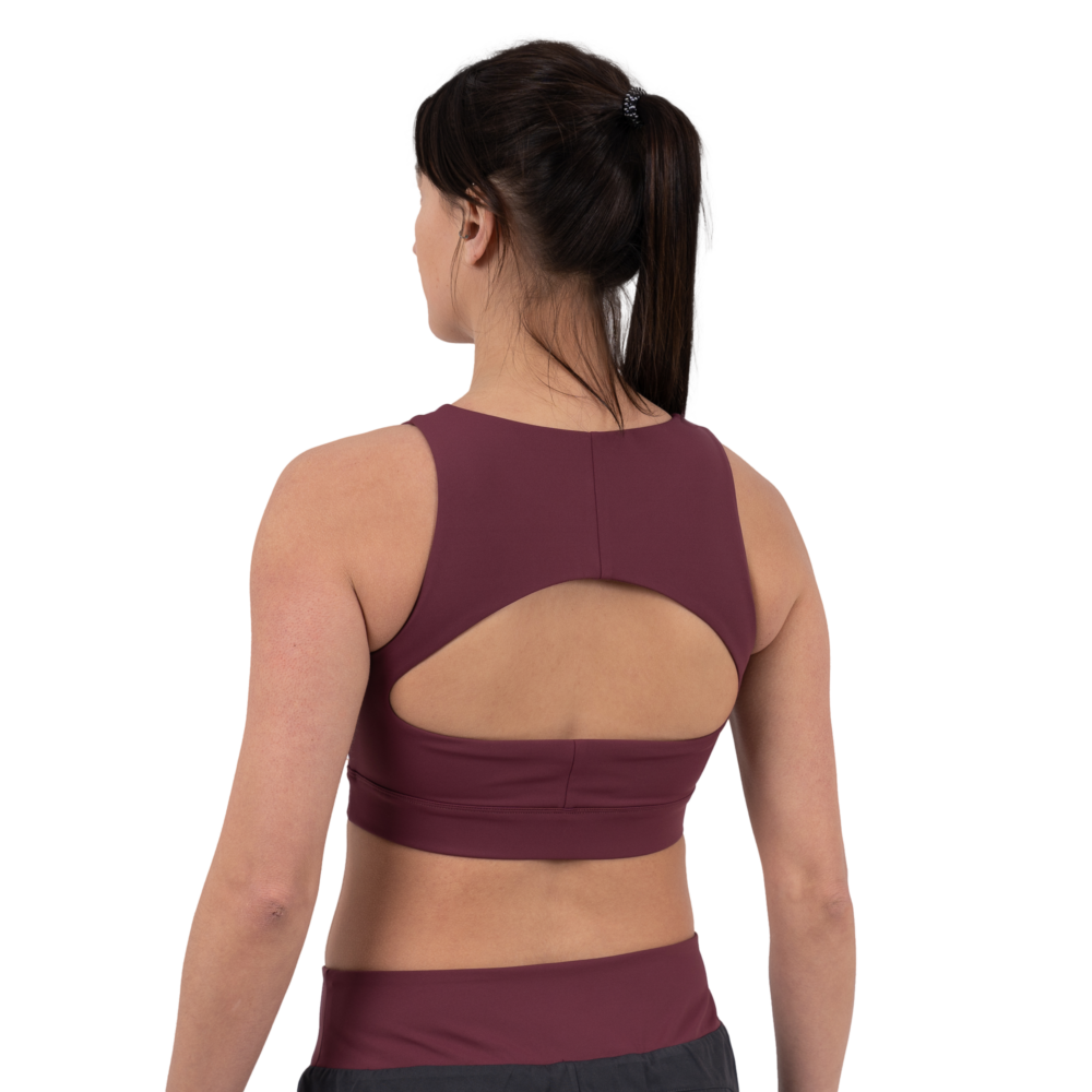 Scramble Hearts Cropped Tank Top - Burgundy