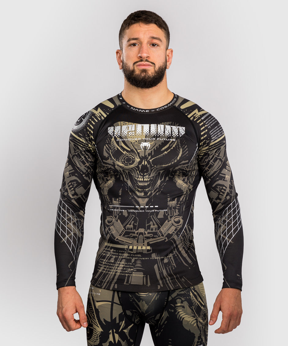 Venum Invader Long Sleeve Rash Guard - Black/Sand
