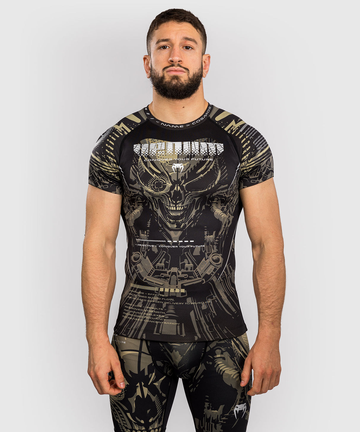 Venum Invader Short Sleeve Rash Guard - Black/Sand