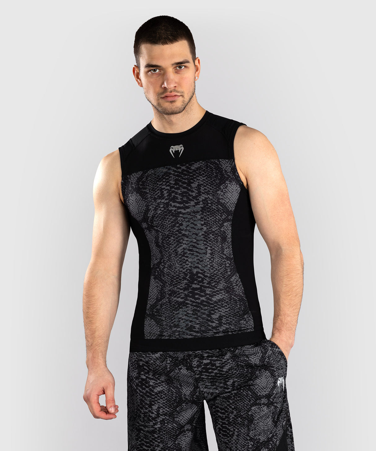 Venum G-Fit Scales Men's Sleeveless Rash Guard - Black/Grey