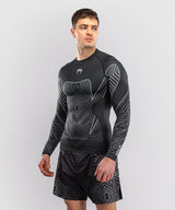 Venum Midnight Fury Long Sleeve Rash Guard - Black/Grey/Silver