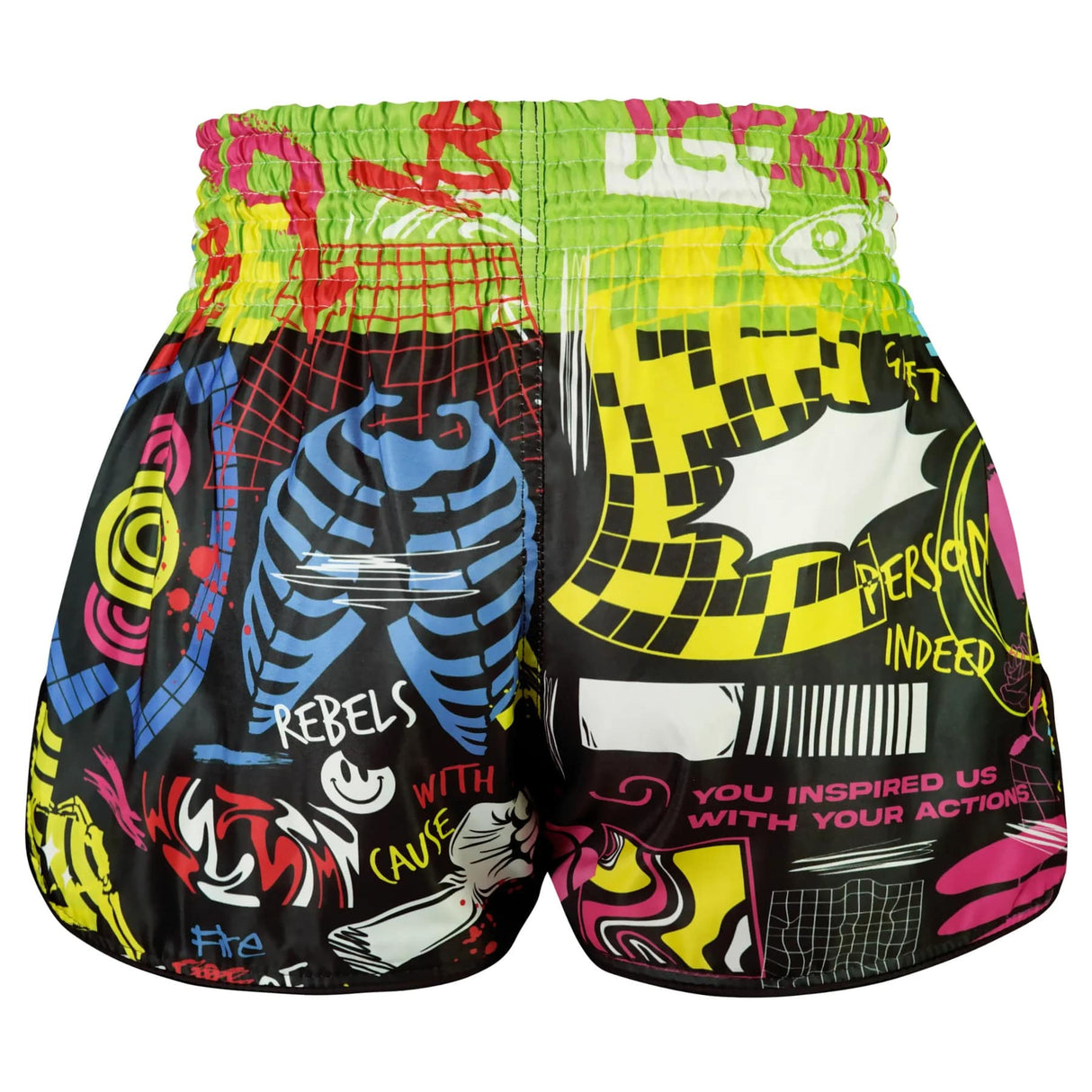 TUFF High Cut Retro Style Shorts - Neon Graffiti