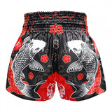 TUFF Muay Thai Shorts - Black Japanese Koi Fish