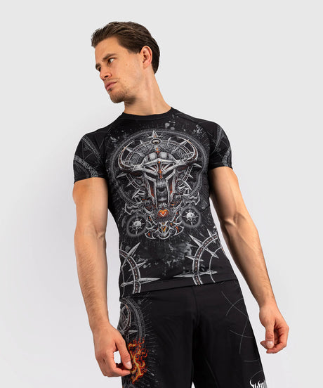 Venum Gladiator 5.0 Men's Short Sleeve Rash Guard - Black/Silver