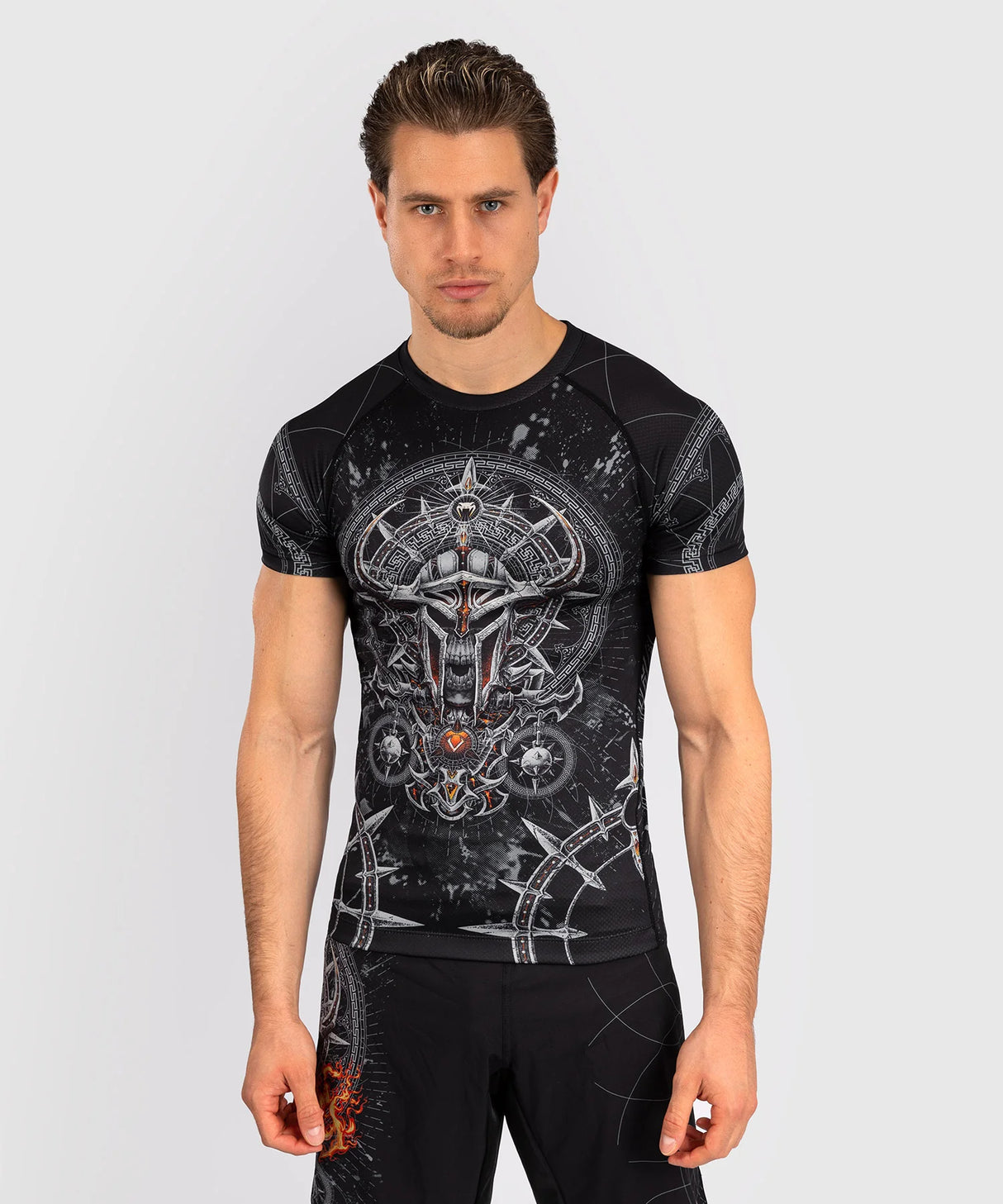 Venum Gladiator 5.0 Men's Short Sleeve Rash Guard - Black/Silver