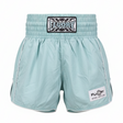 Light blue boxing shorts with brand logos on a white background