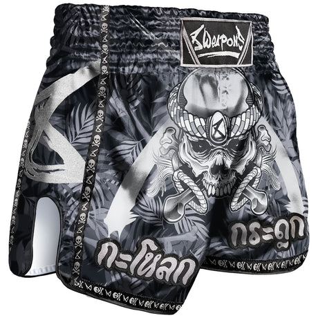 8 WEAPONS Muay Thai Shorts, Bone Island, black 8 WEAPONS