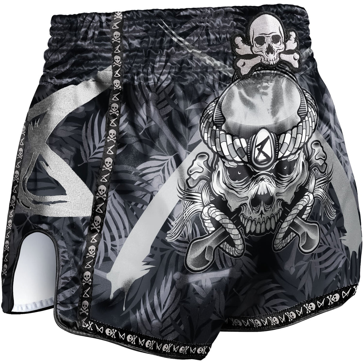 8 WEAPONS Muay Thai Shorts, Bone Island, black 8 WEAPONS