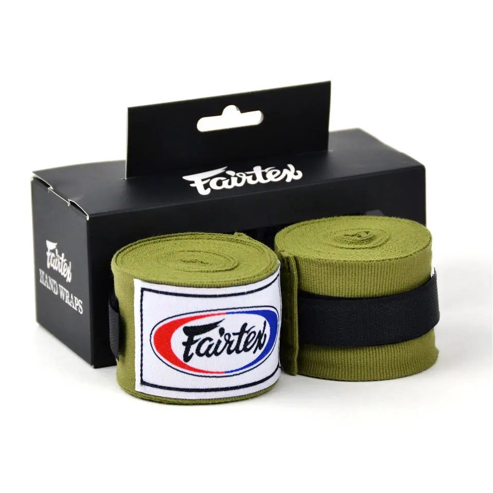 Fairtex 4.5m Stretch Hand Wraps - Olive Green Fairtex