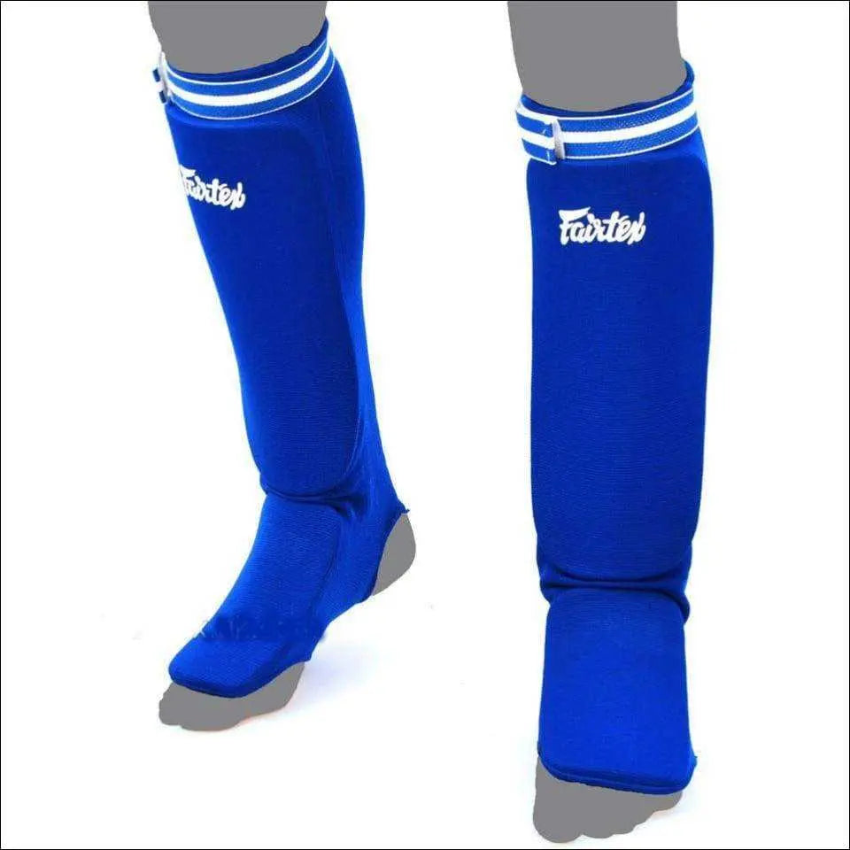 Fairtex Elastic Competition Shin Guards - Blue Fairtex